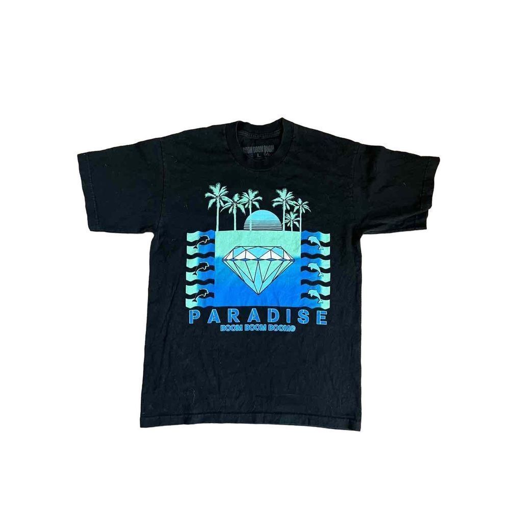 paradise california dolphins palm trees graphic t-shirt